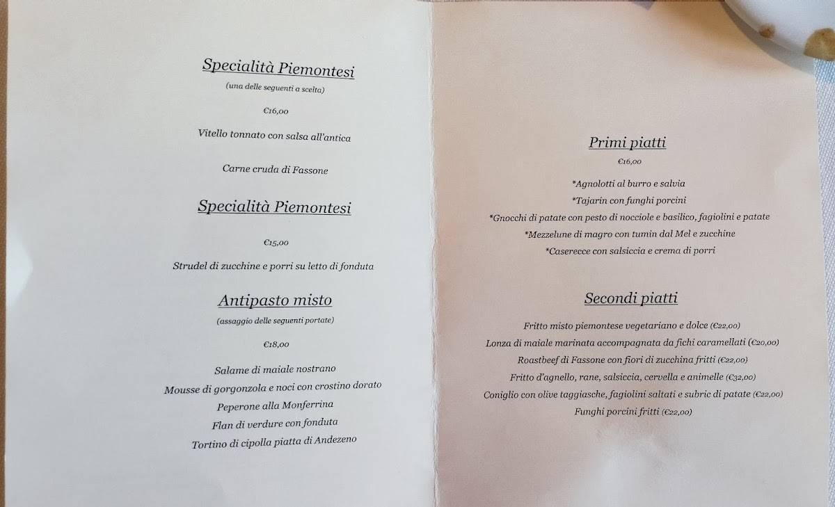 Menu di Bel Deuit 