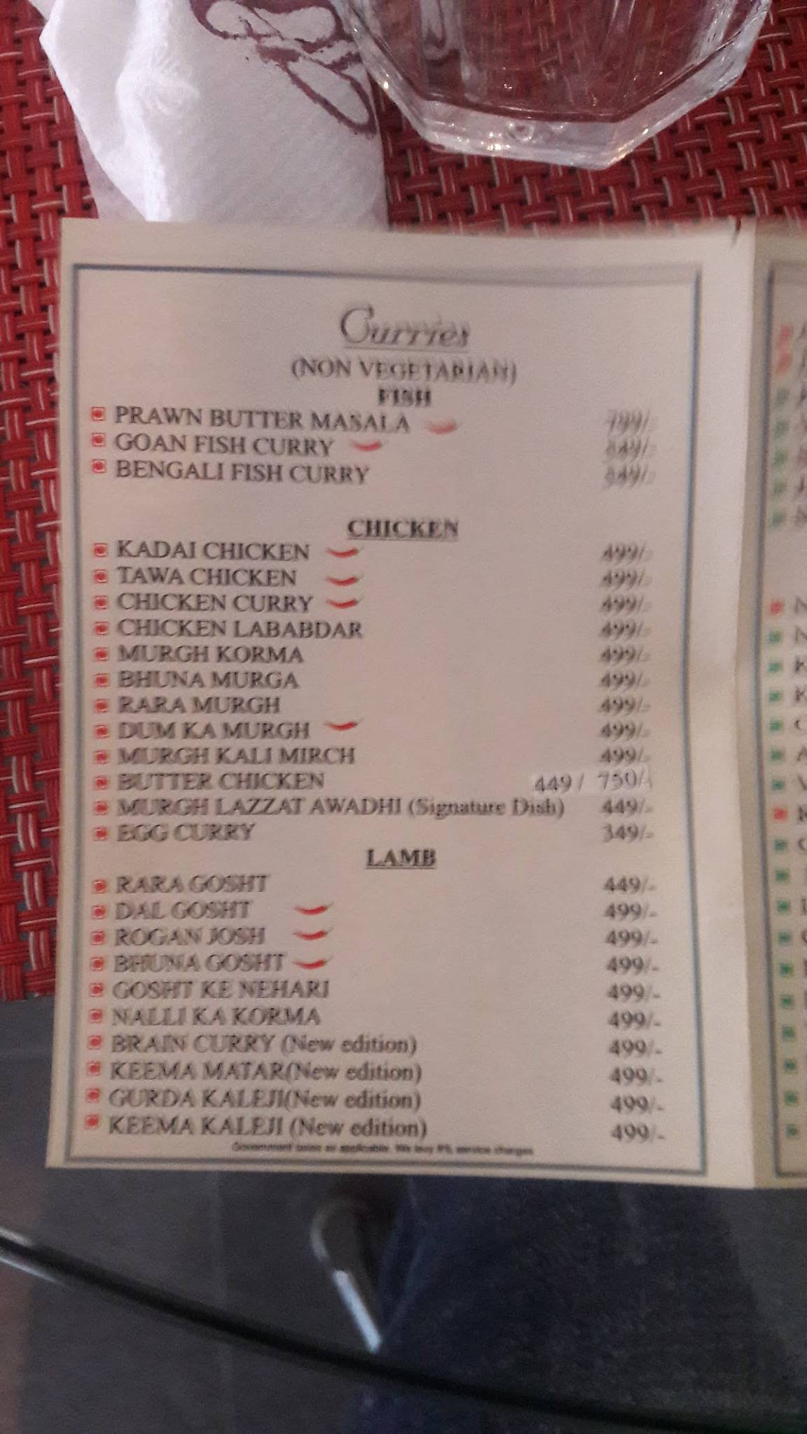 Bellagio menu