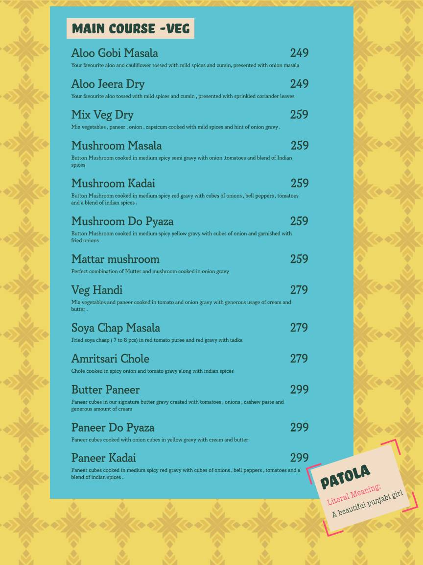 Amritsari Chullah menu