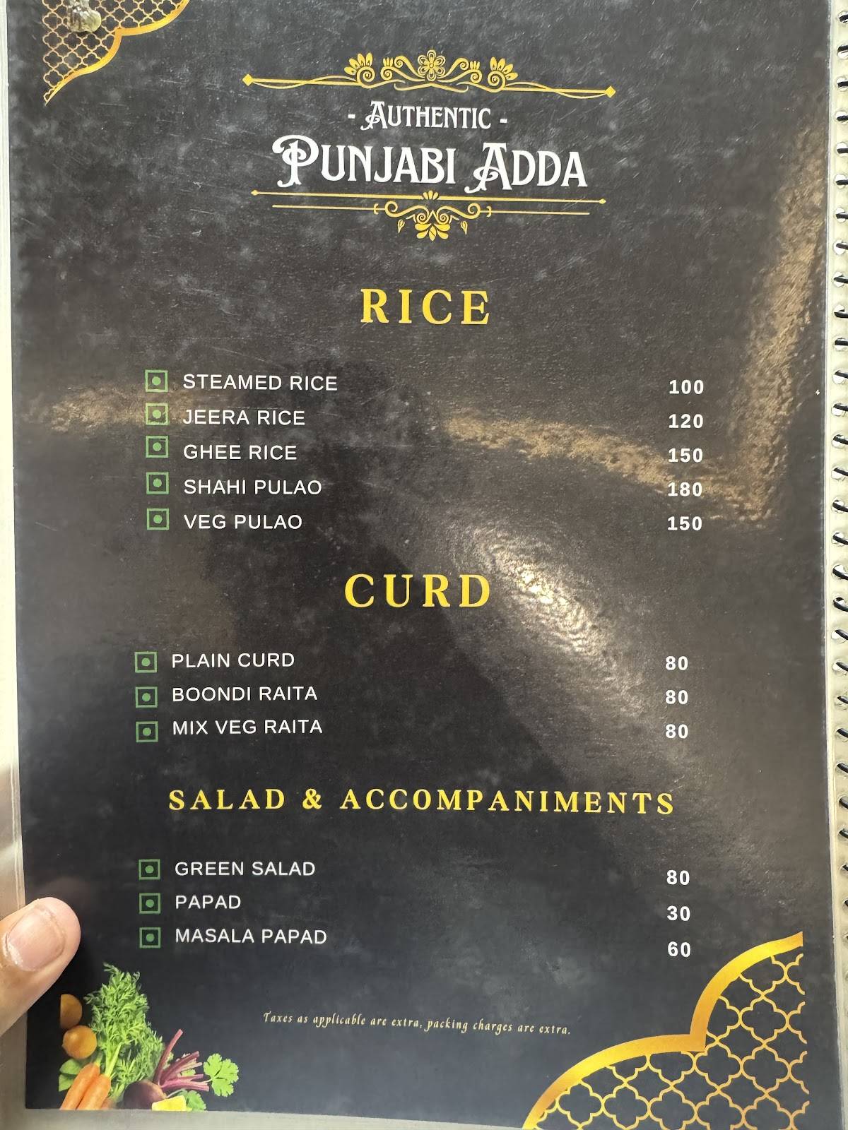 Authentic Punjabi Adda - North Indian Food menu