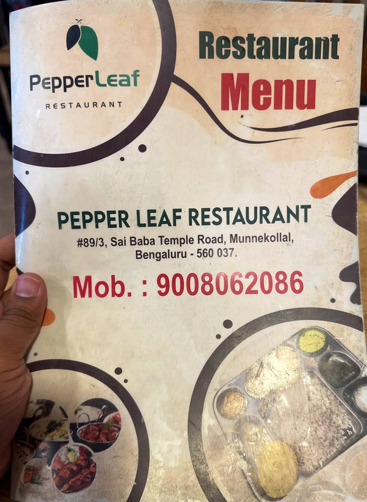 Pepper Leaf Restaurant menu