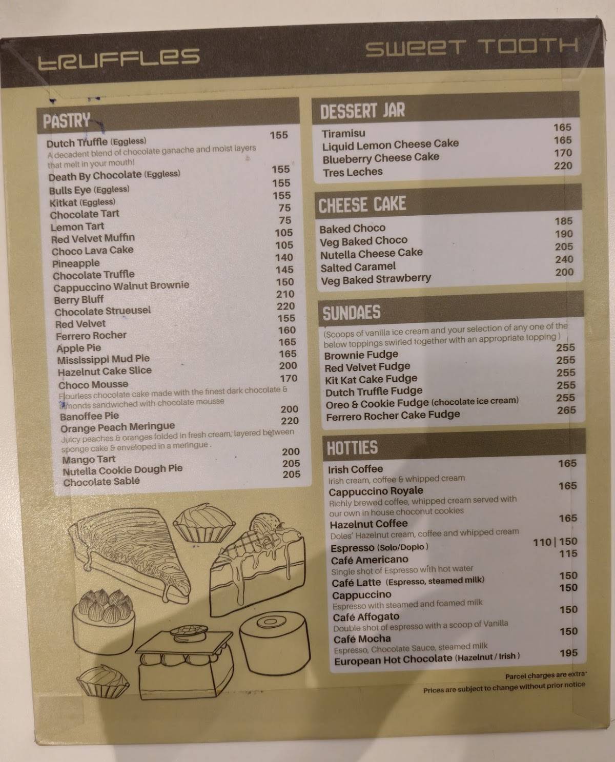 Truffles St. Marks menu