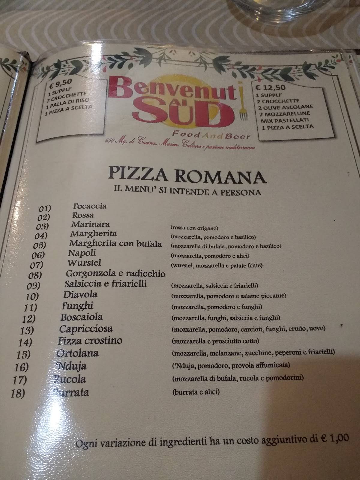 Menu di Benvenuti al sud food 