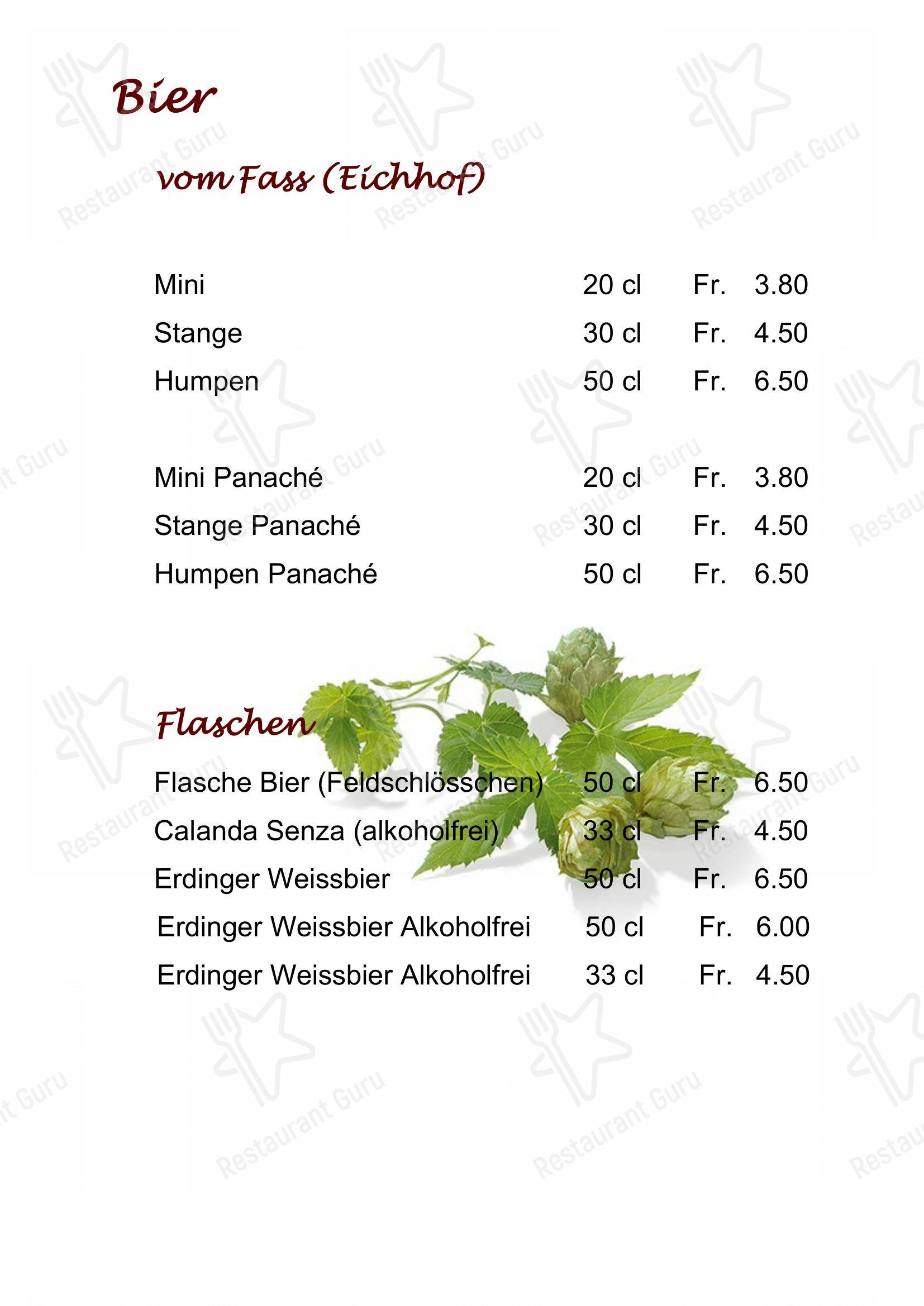 Menu per Berggasthaus Alpenrösli in Unterbäch