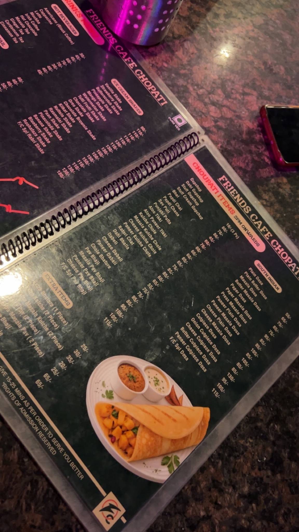 Friends Cafe menu