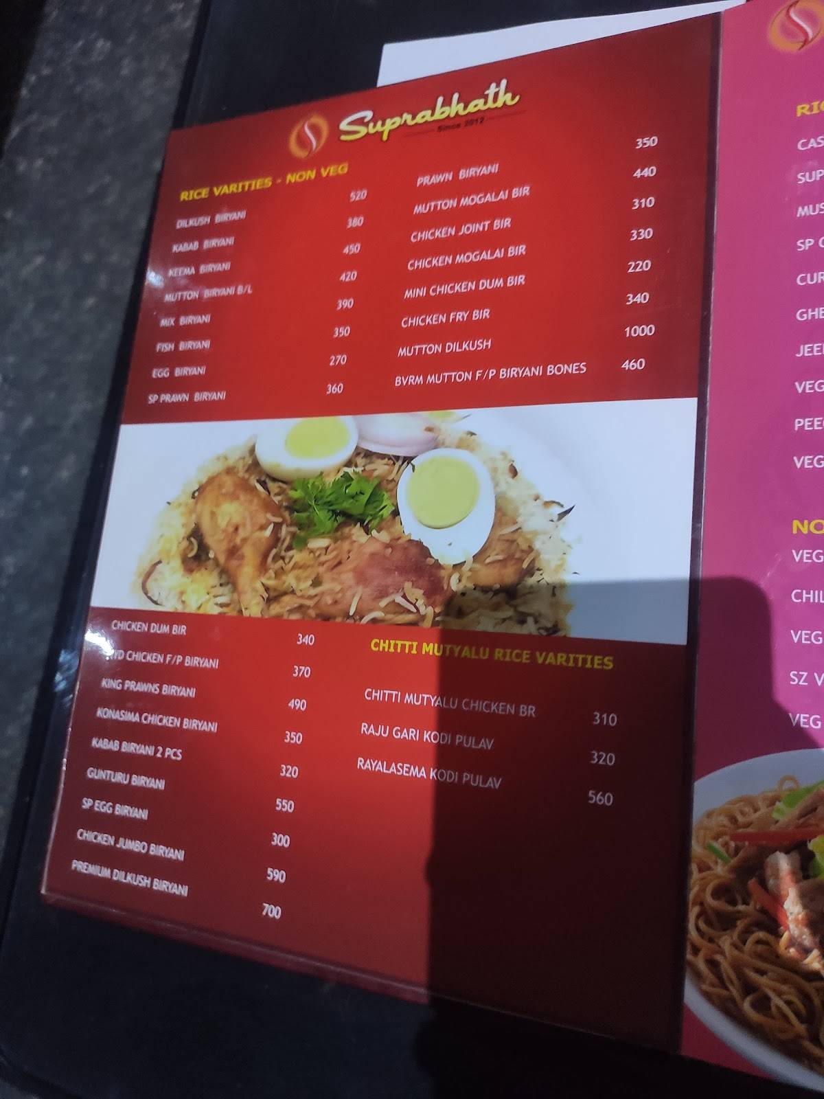 Suprabath Restaurant menu