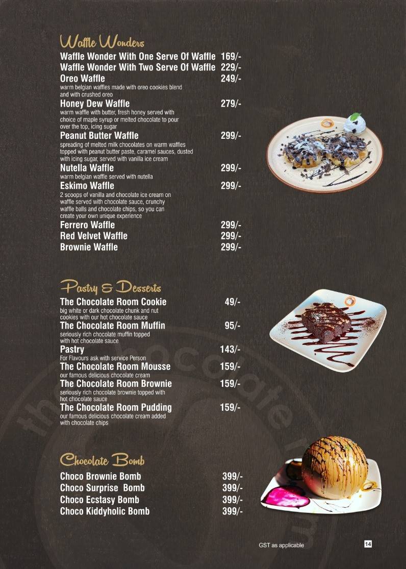 THE CHOCOLATE ROOM menu