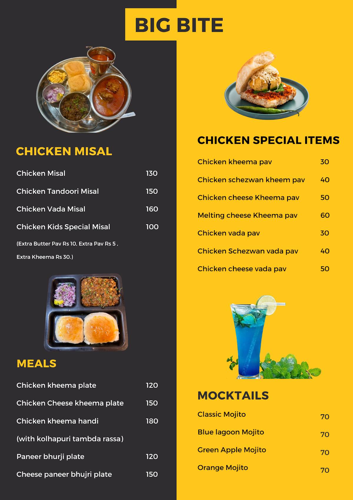 Big bite menu