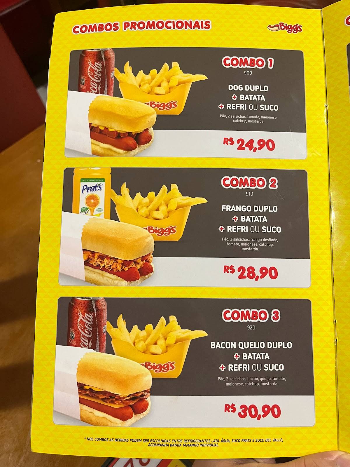Biggs Lanches e Refeições - Av. Maringá - Aterro Igapó cardápio
