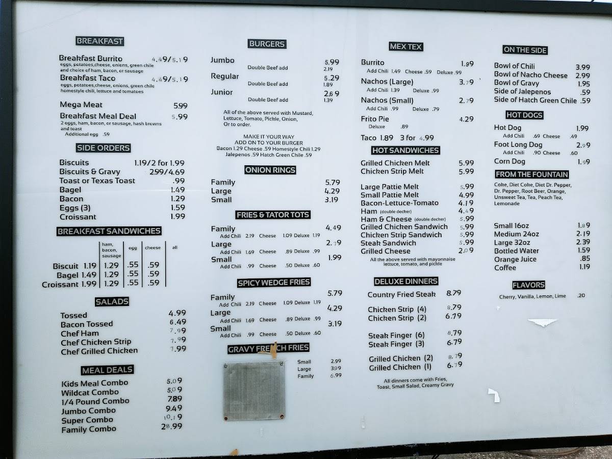 Menu at Bill's Jumbo Burger restaurant, Clovis, N Main St