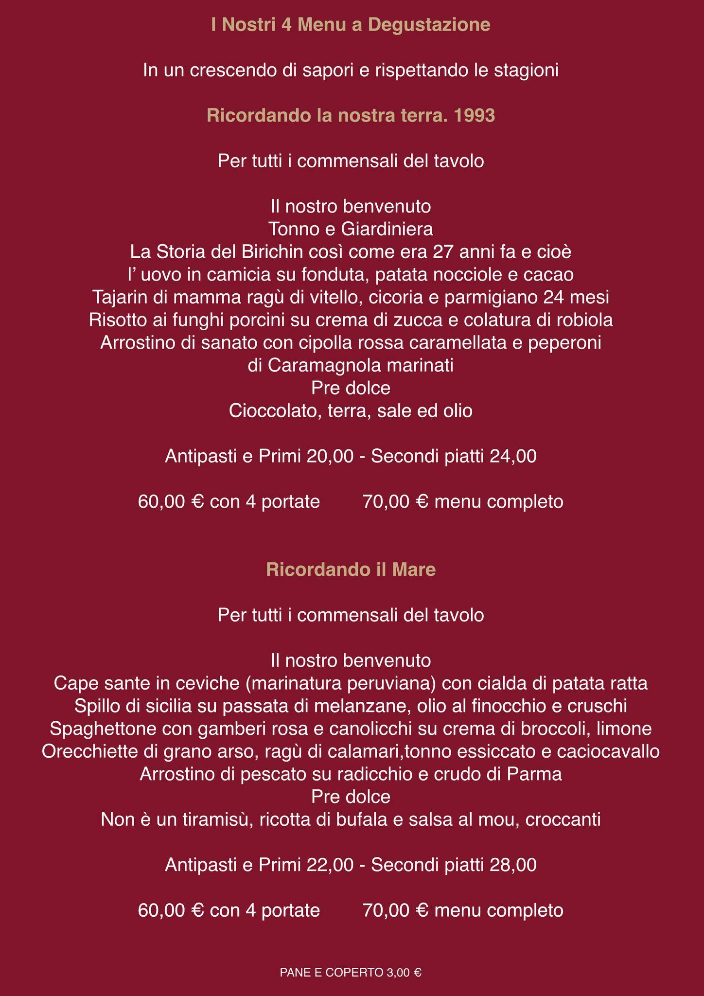 Menu di Ristorante L'Birichin 