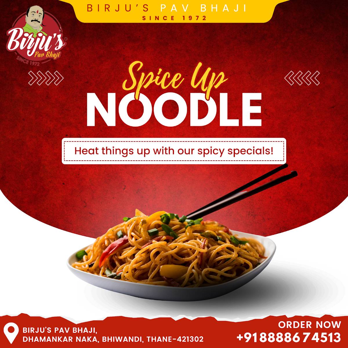 Birju's Pavbhaji menu