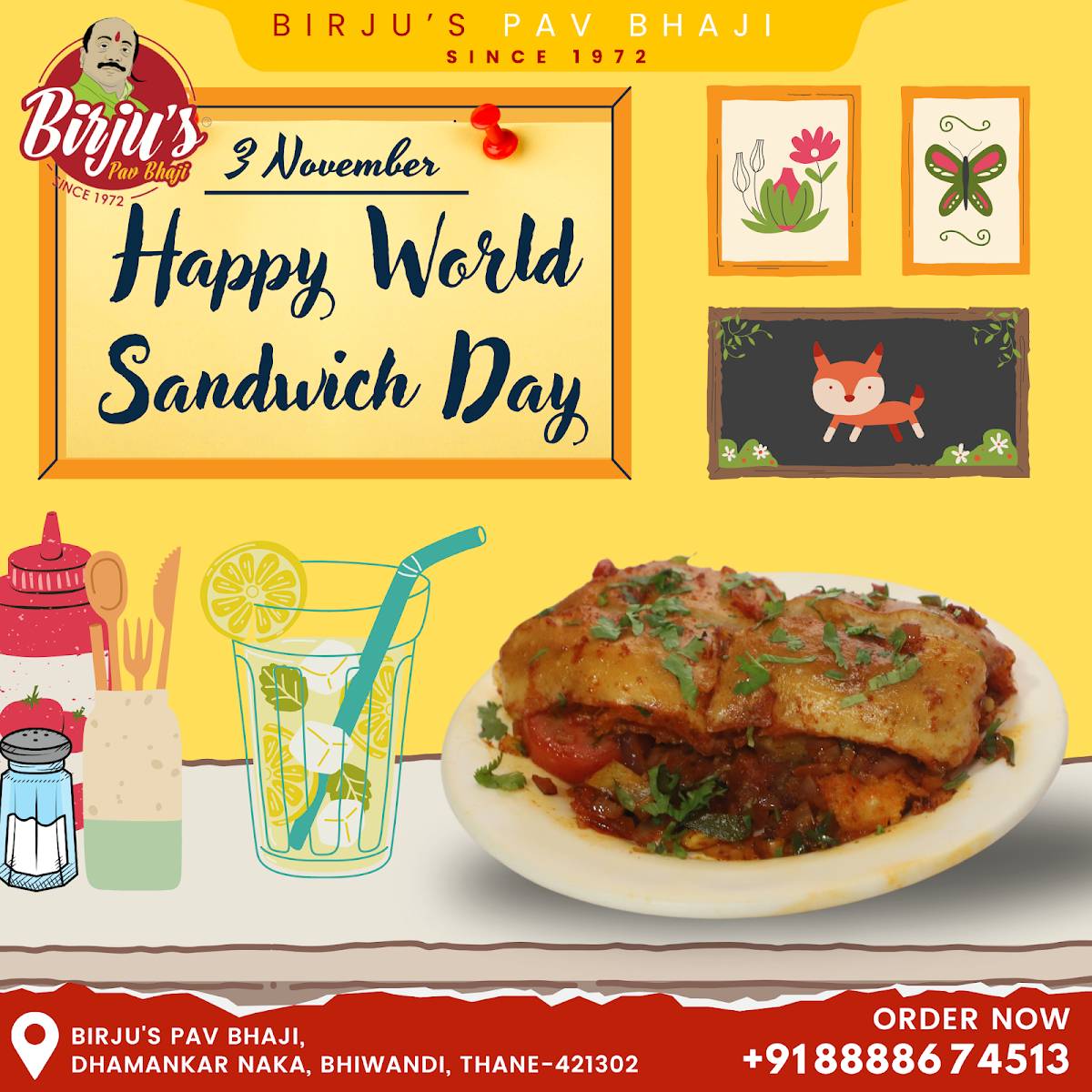 Birju's Pavbhaji menu