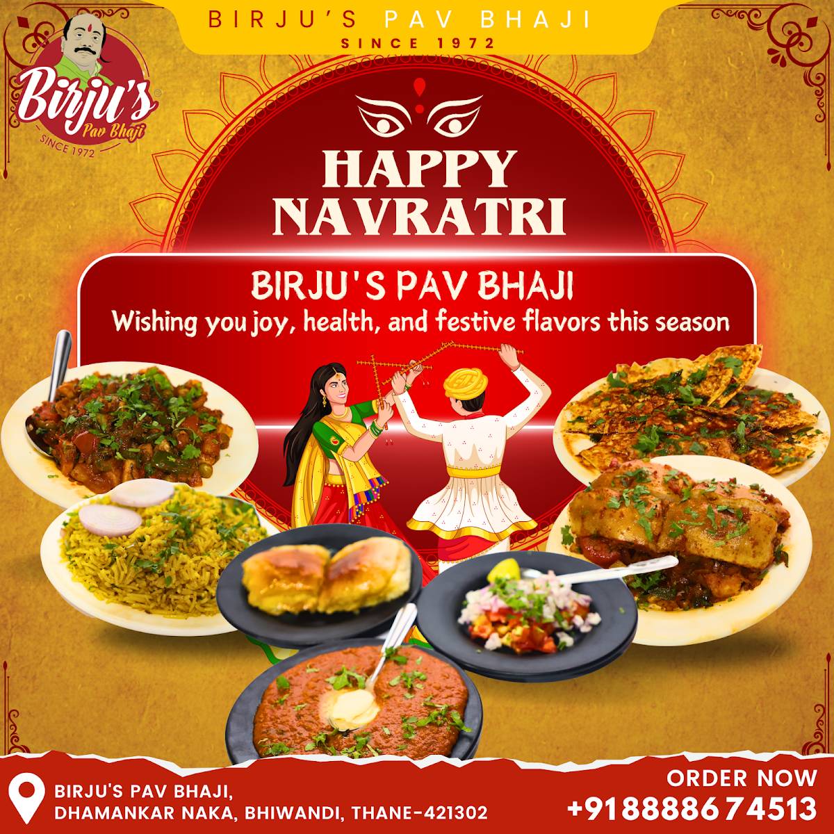 Birju's Pavbhaji menu