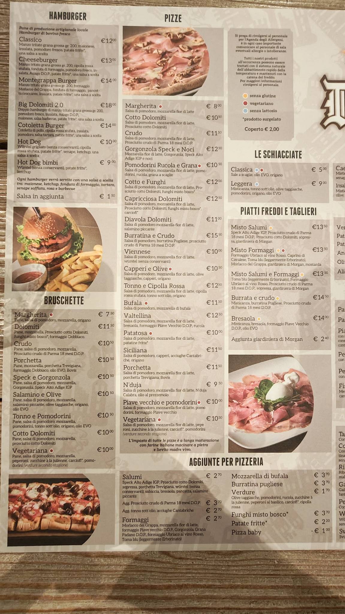 Menu di Birreria Dolomiti 