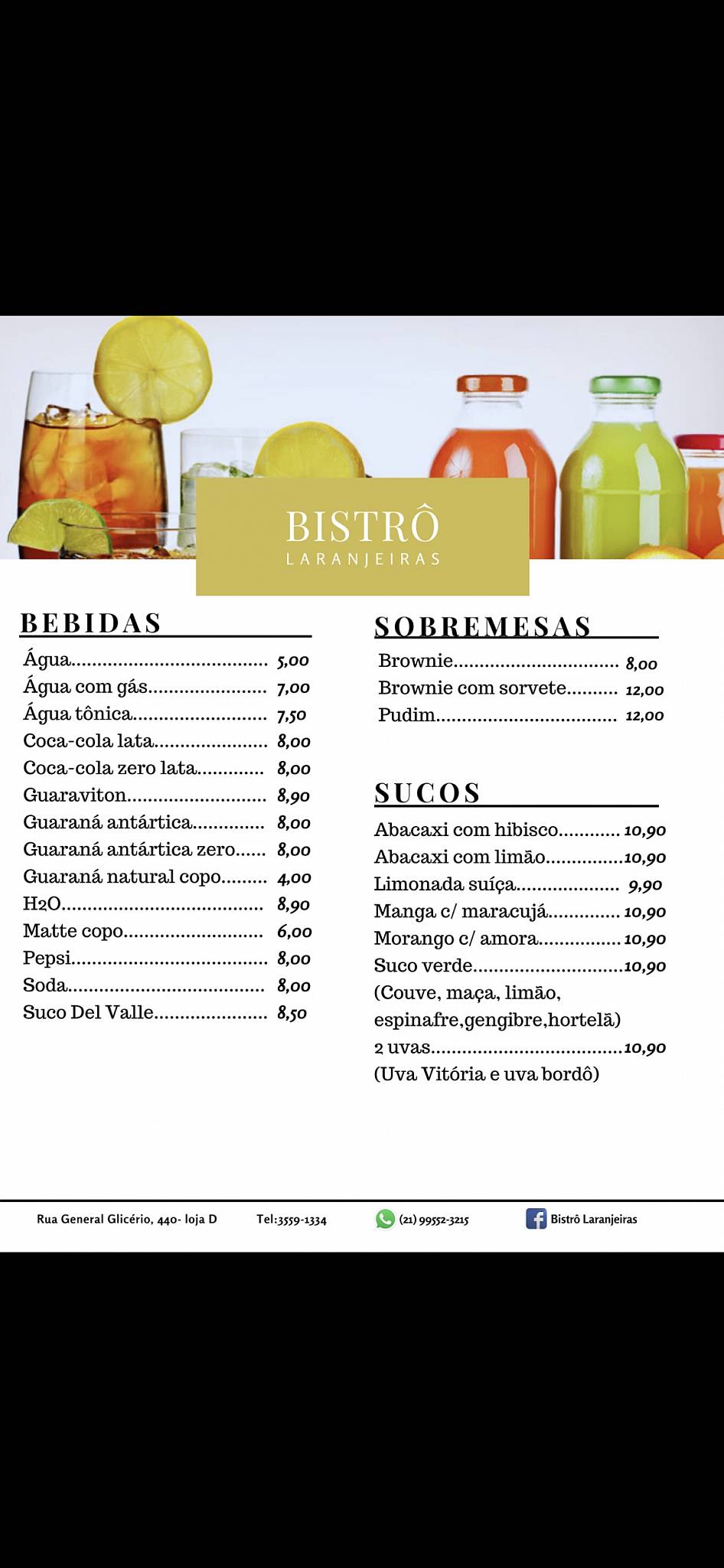 Bistrô Laranjeiras cardápio