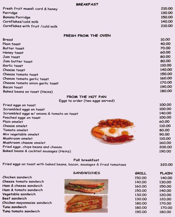 Bistro Shack menu