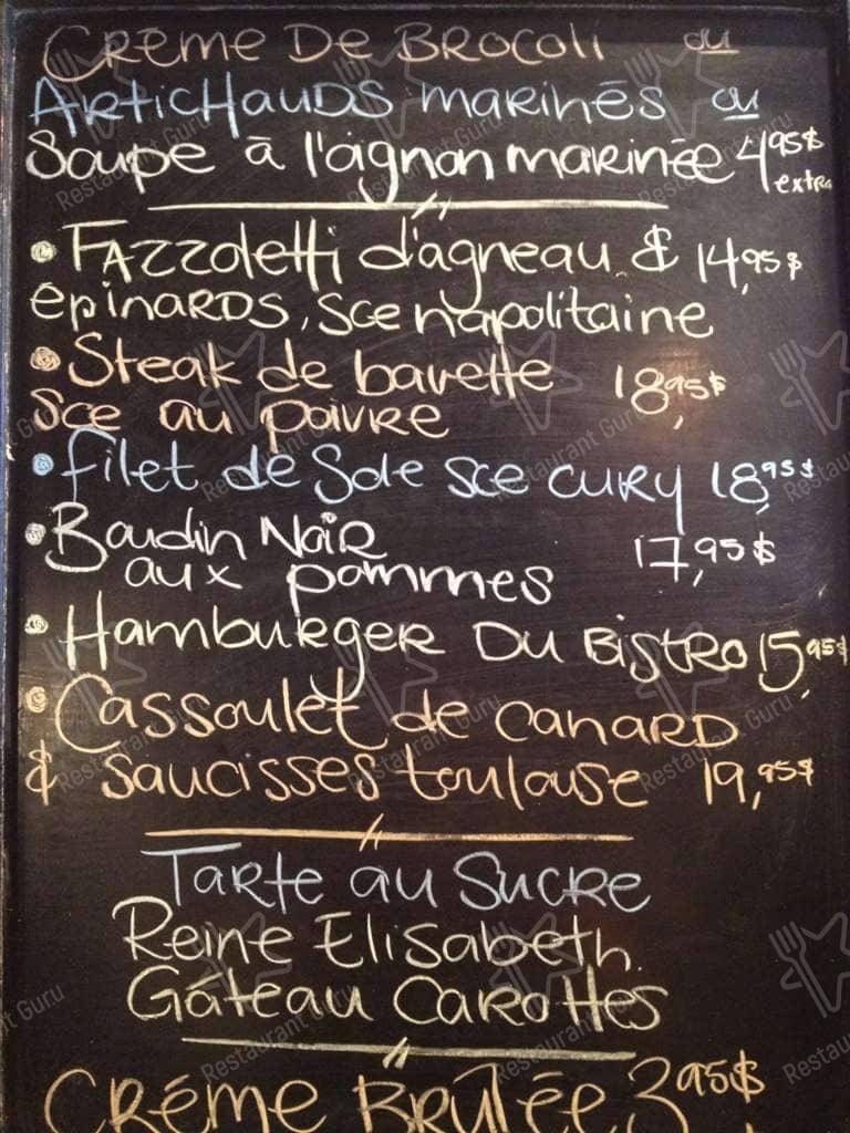 Bistro Sur La Rivière (Le) menu