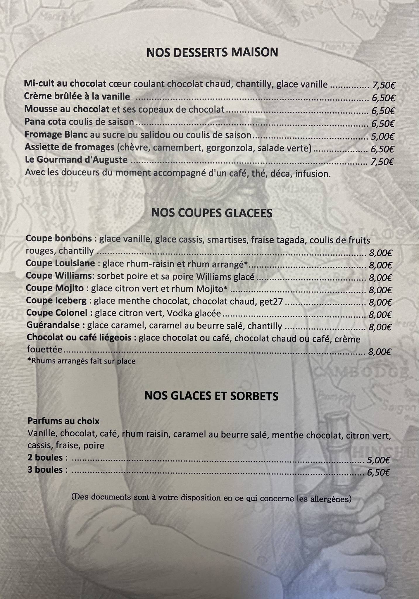 Menu de Bistrot d'Auguste
