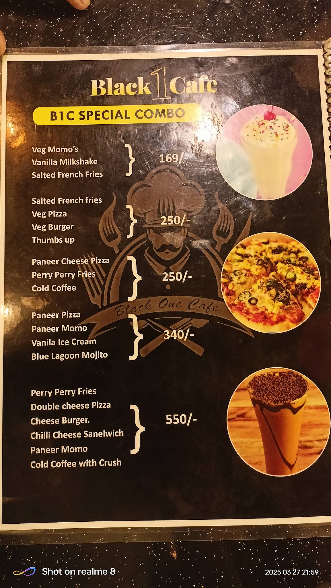 Black One Cafe menu