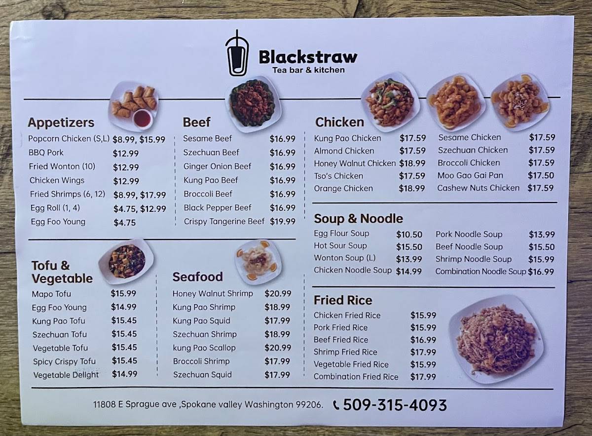 Menu at Black Straw Tea Bar & Kitchen, Spokane Valley
