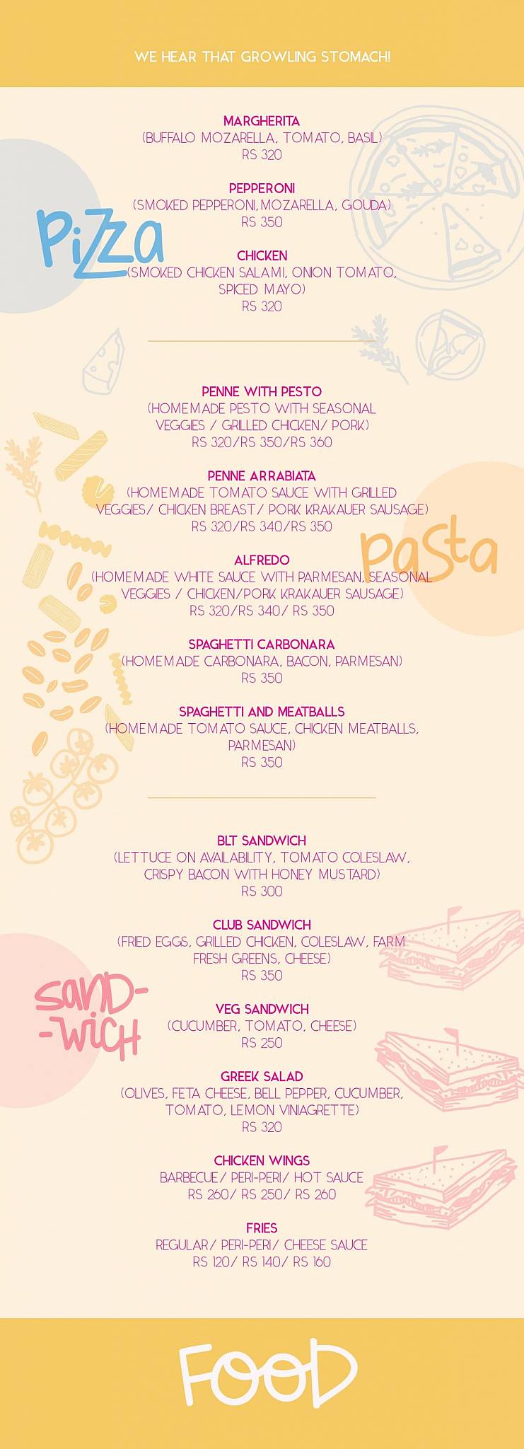 Blue and Yellow menu