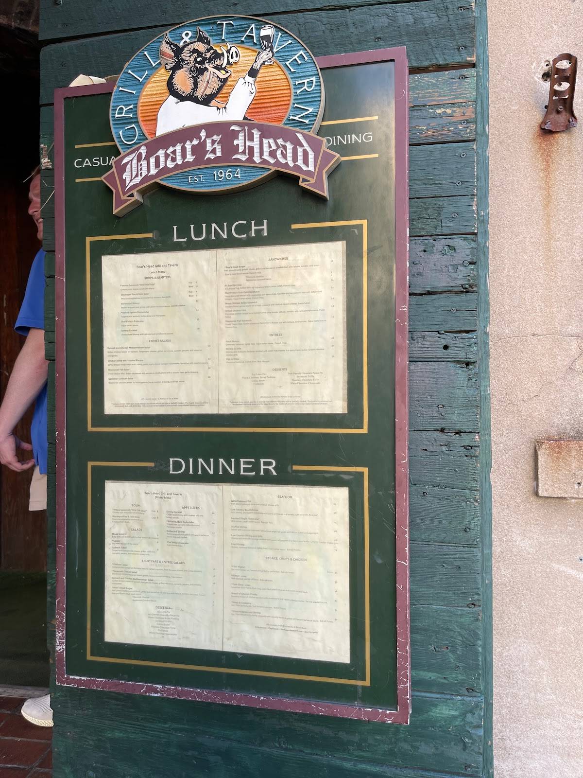 Menu at Boar's Head Grill & Tavern pub & bar, Savannah