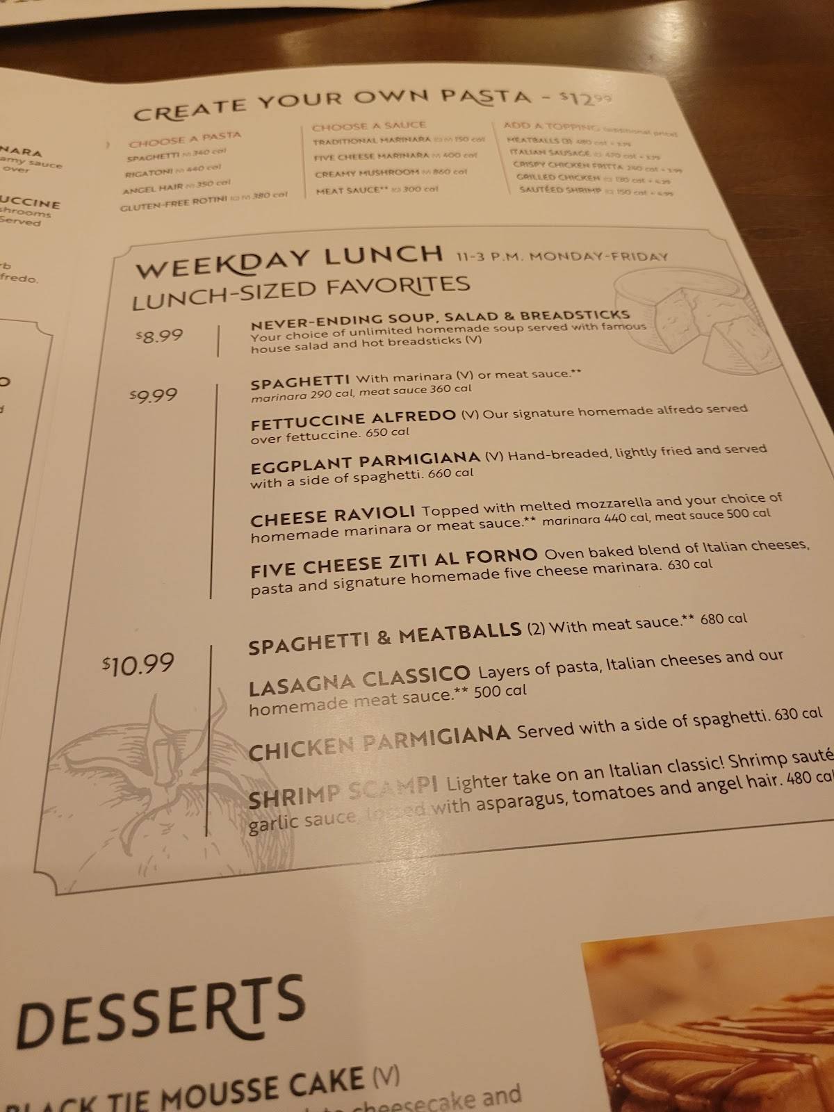 Menu at Olive Garden Italian Restaurant, Boca Raton, Powerline Rd