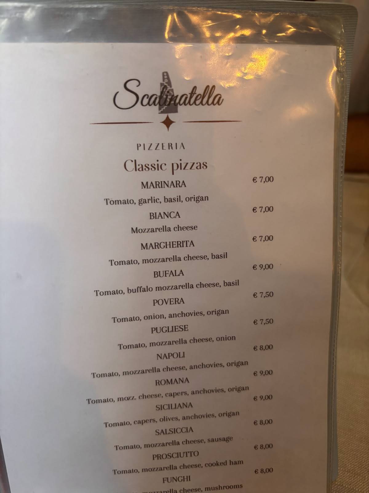 Menu di Pizzeria - Ristorante Scalinatella 