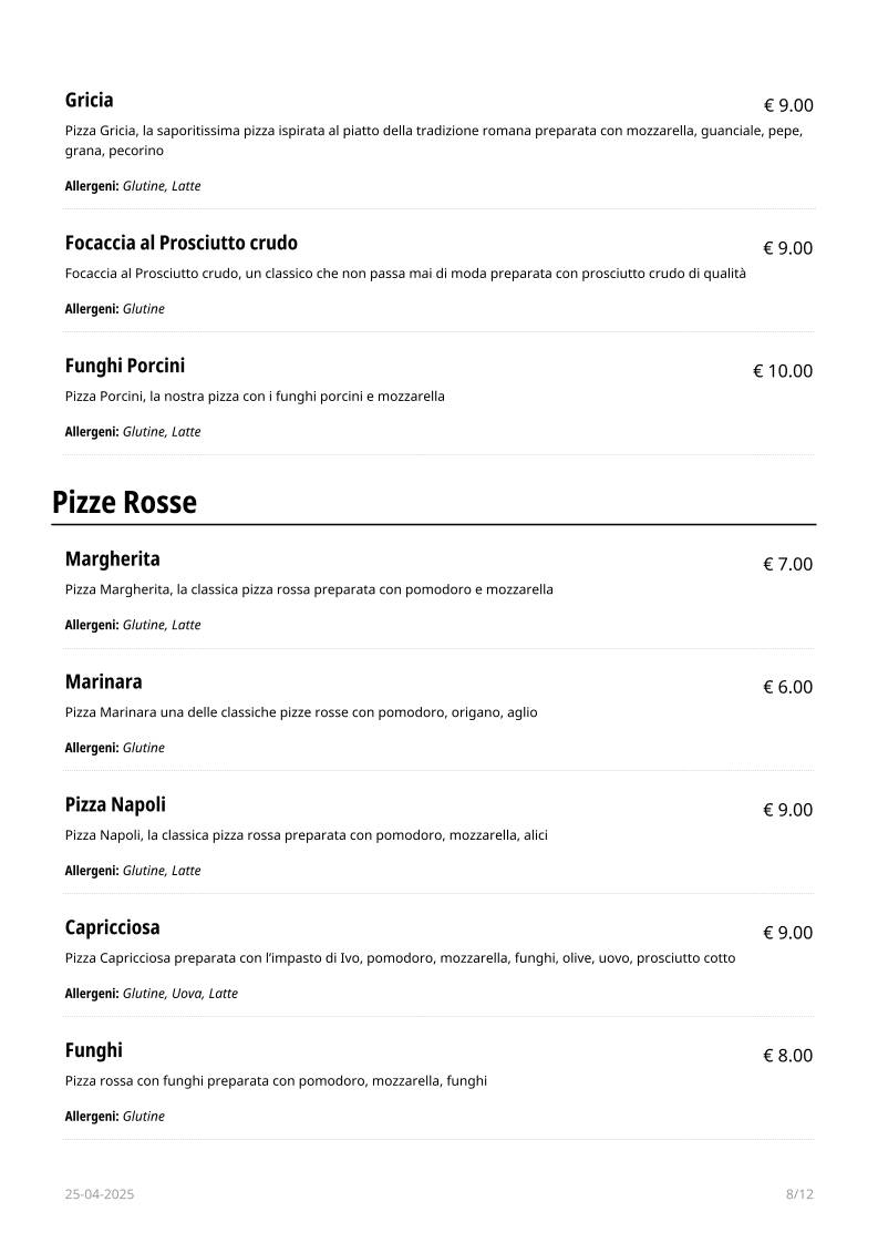 Menu di Bompiani Trattoria 
