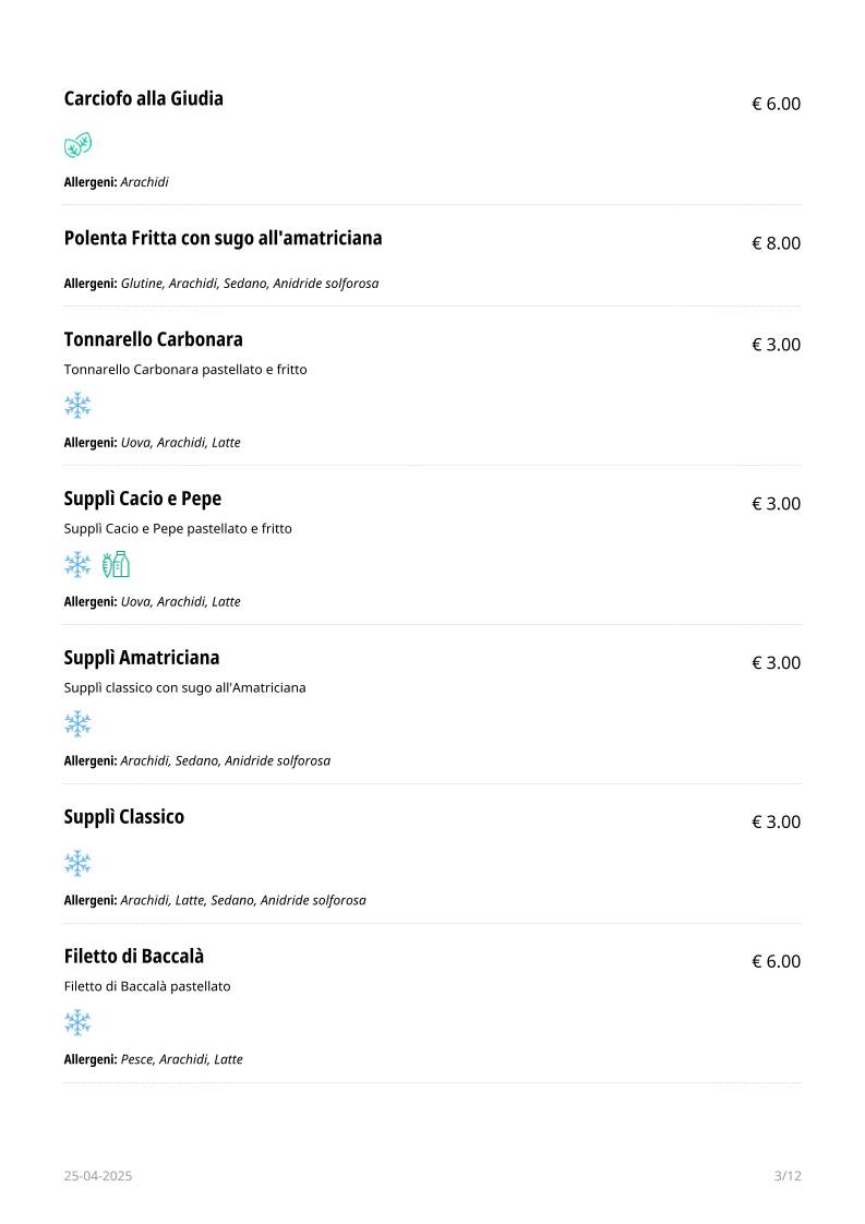 Menu di Bompiani Trattoria 