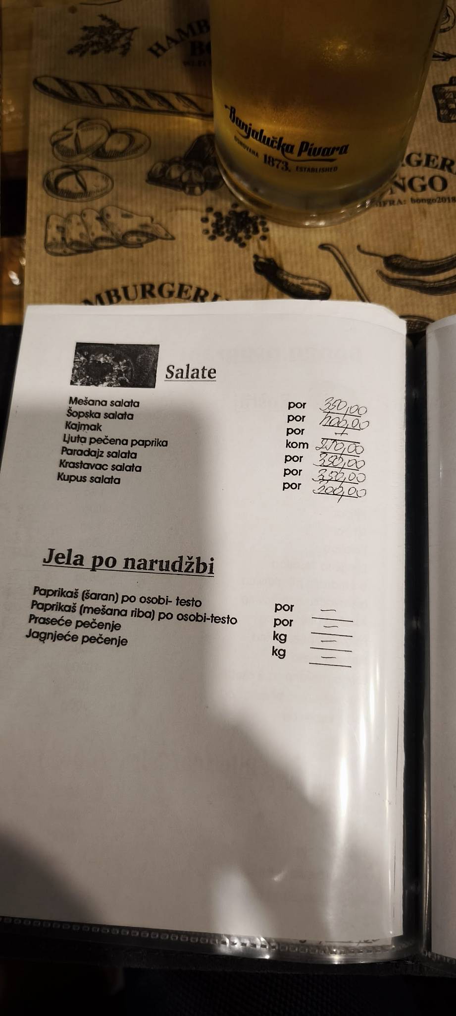 Menu de Bongo