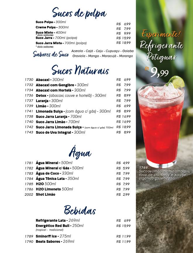 Potiguar Caldos I Restaurante Samambaia Norte DF cardápio