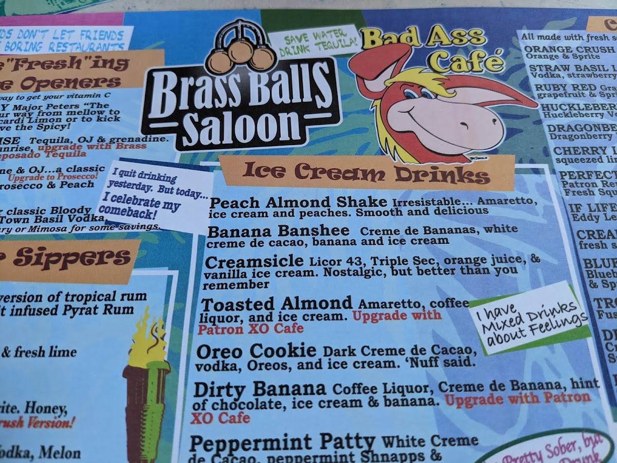 Menu at Brass Balls Saloon pub & bar, Ocean City
