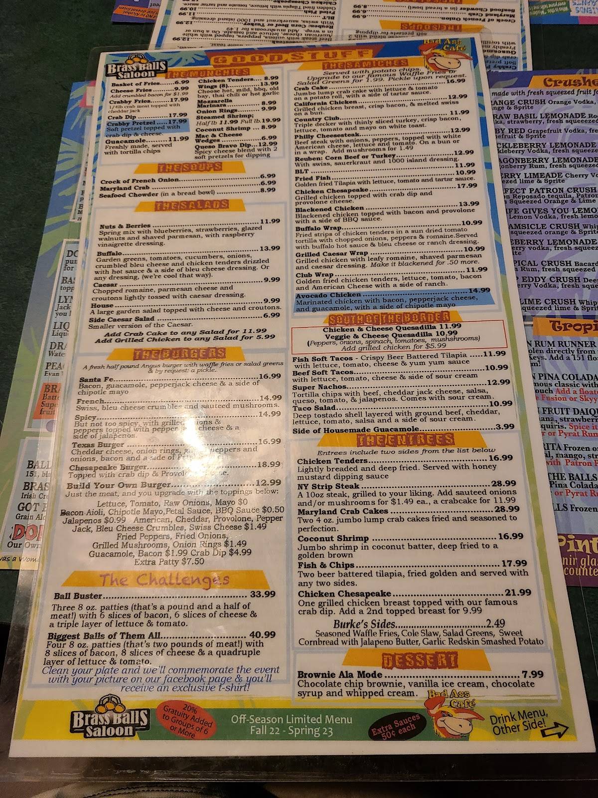 Brass Balls Saloon Ocean City Maryland Menu - 8wwhp9a