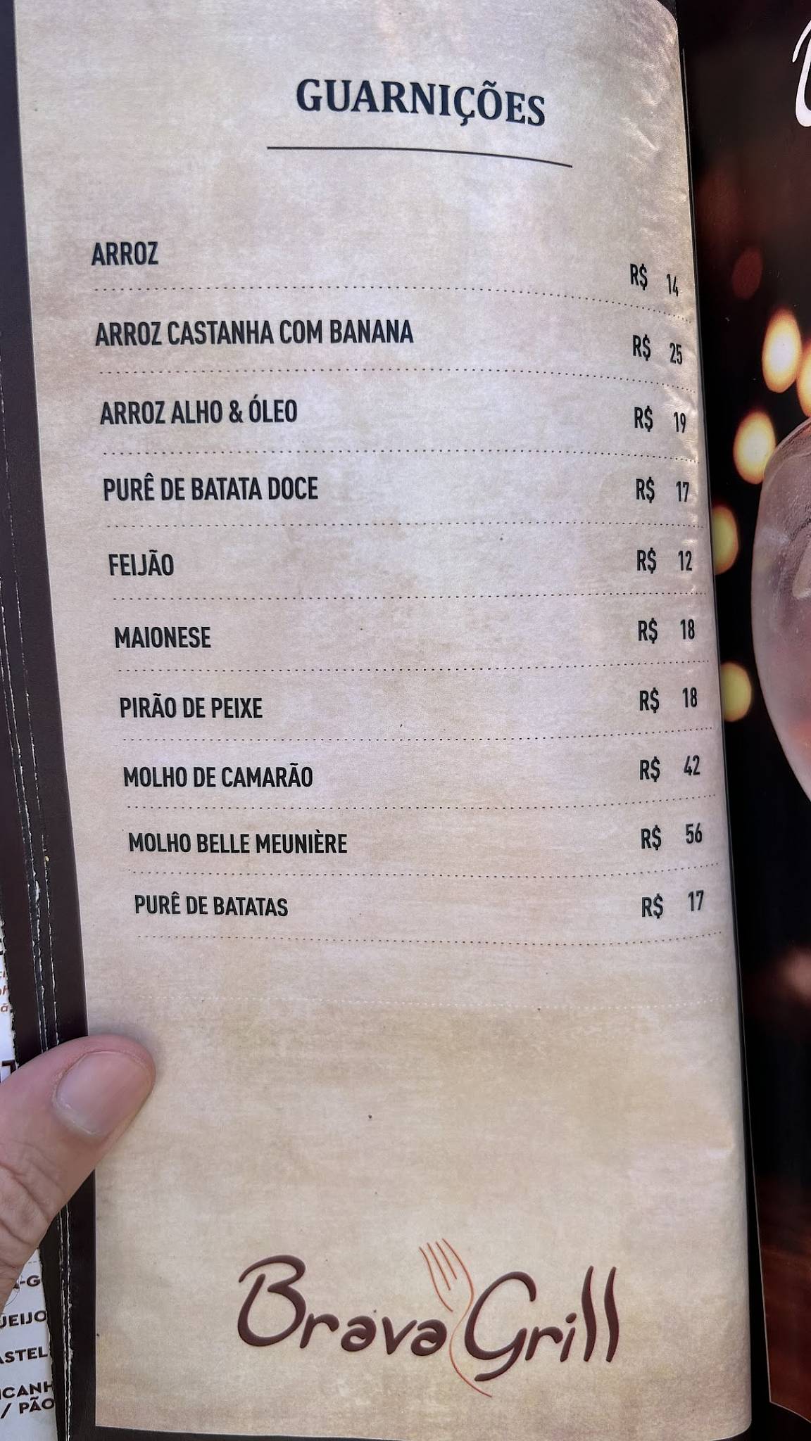 Brava Grill cardápio