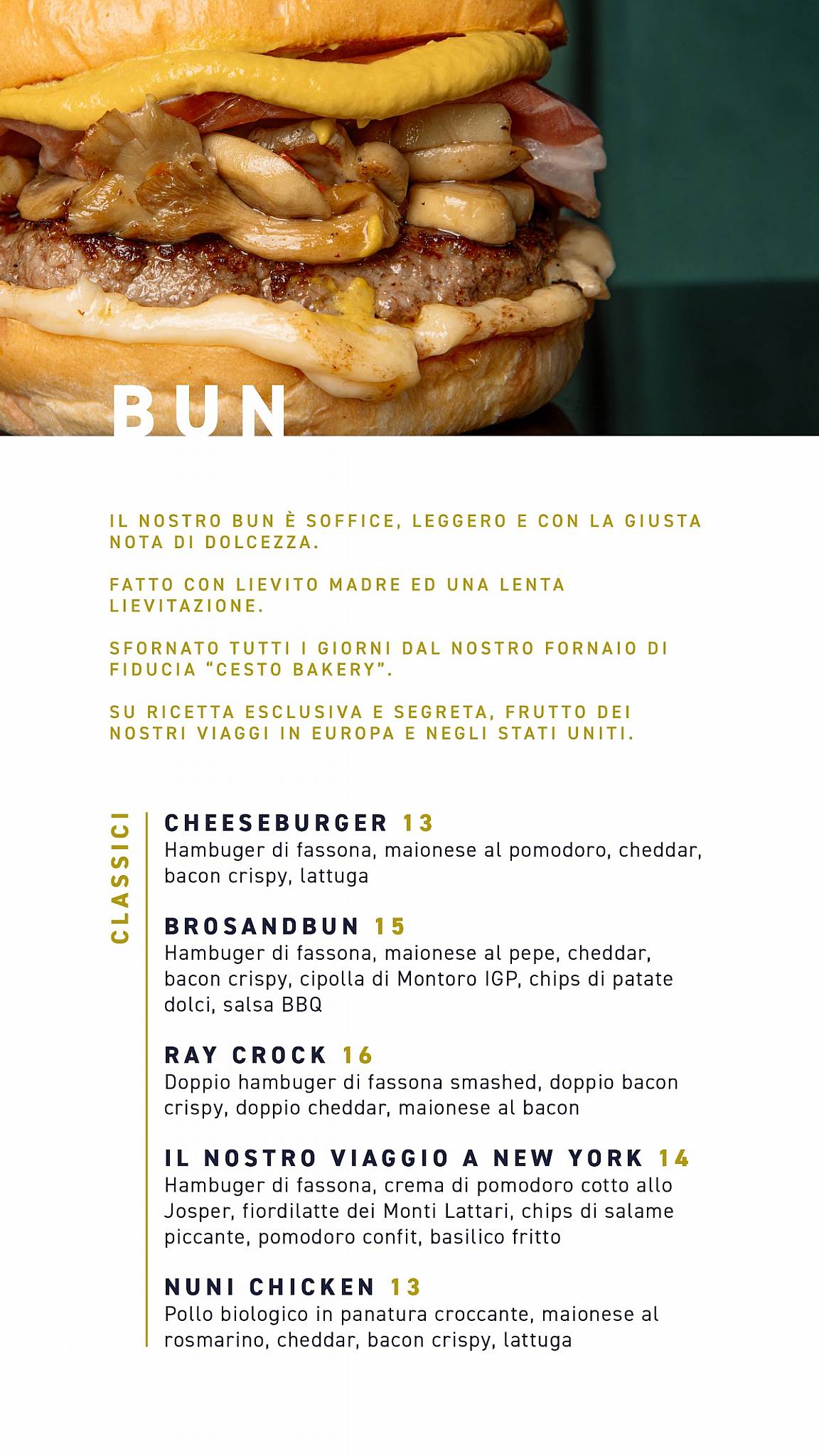 Menu da Bros and Bun ristorante, San Giorgio a Cremano