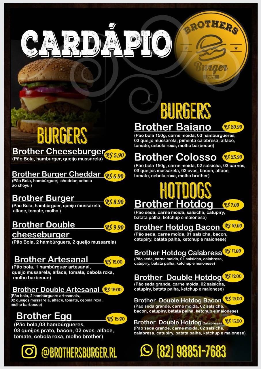 Brothers Burger cardápio