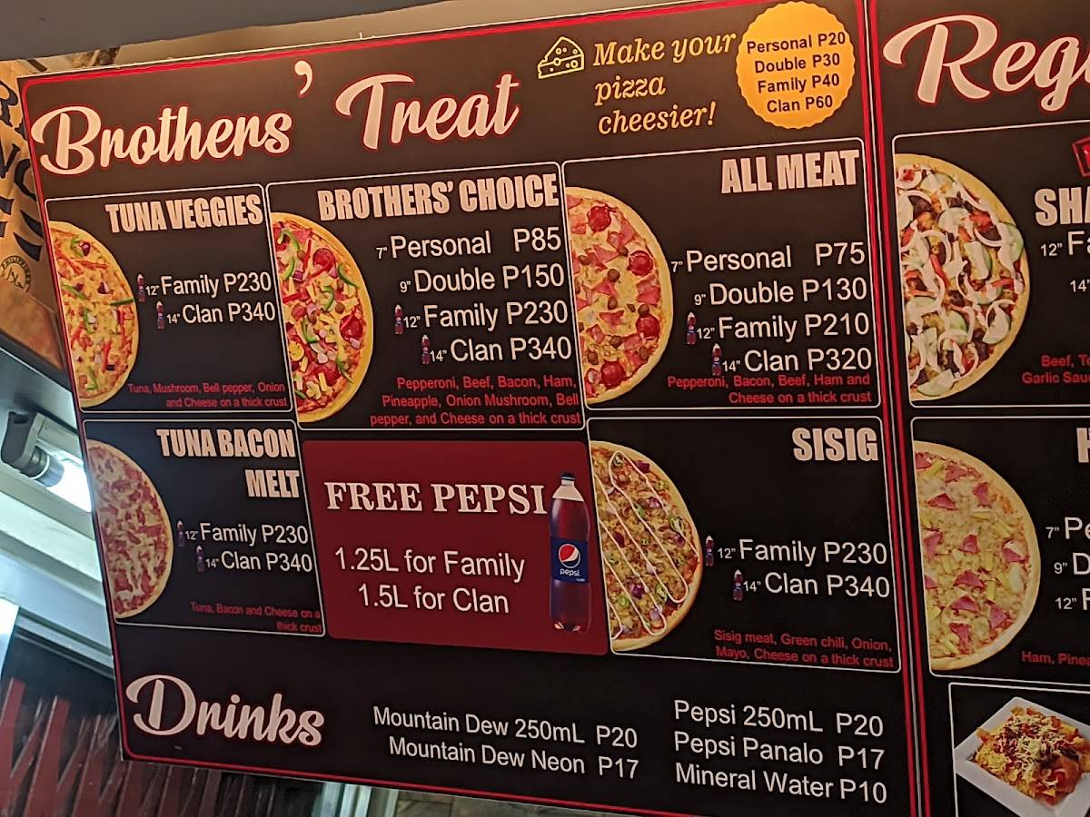 Menu at Brother's Pizza Hauz restaurant, Imus, CWH8+GHW