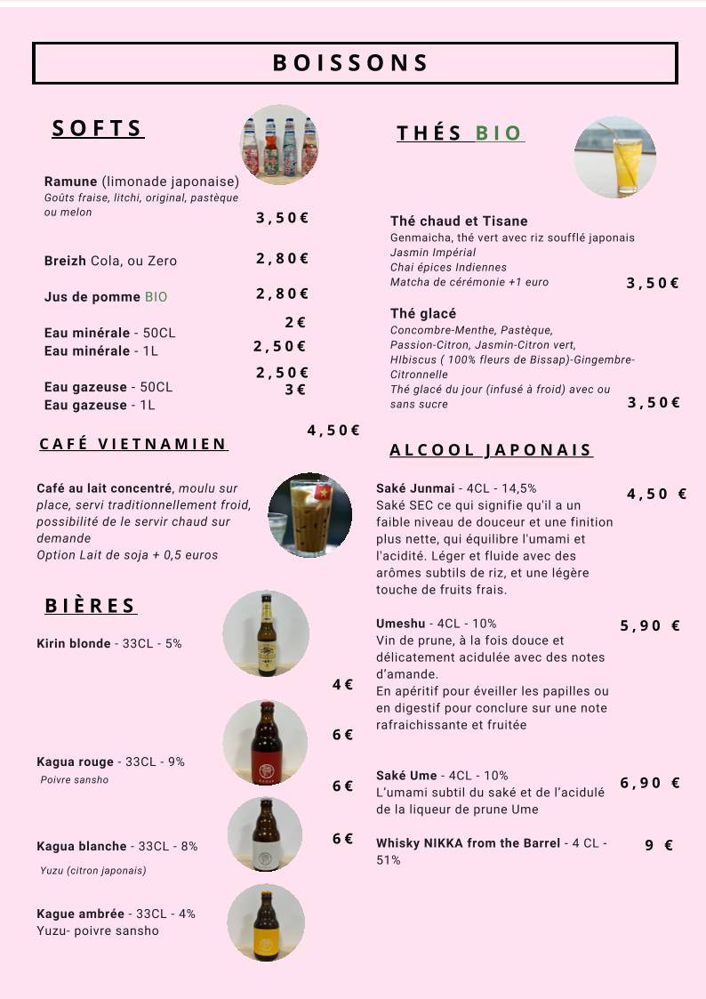 Menu de Bubble Ramen