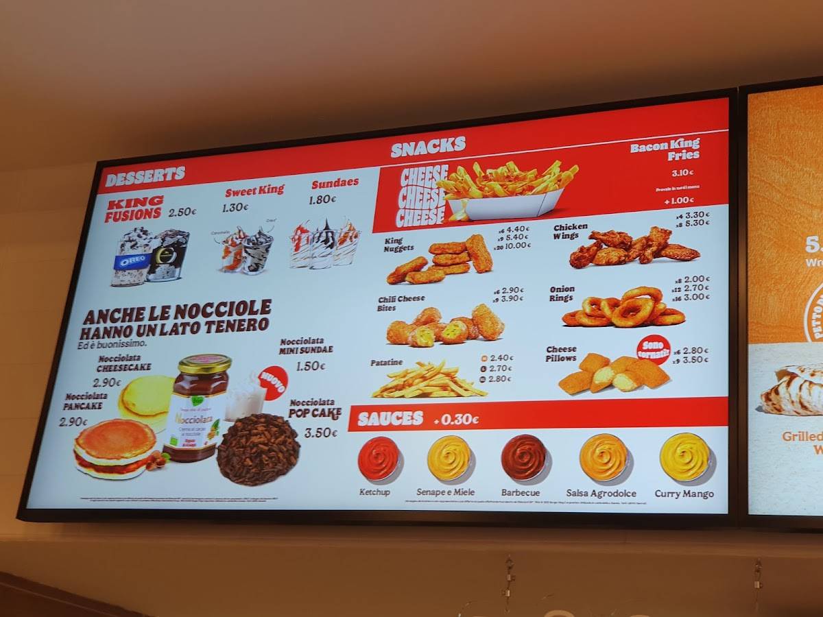 Menu de Burger King Risorgimento