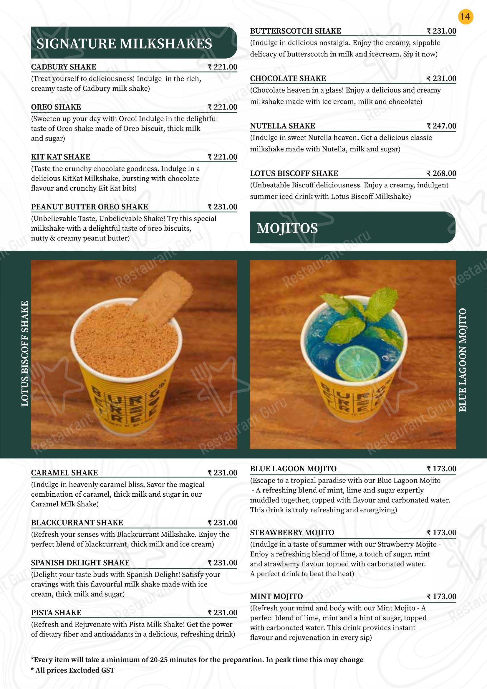 Burger Tree in Coimbatore - Menu bar