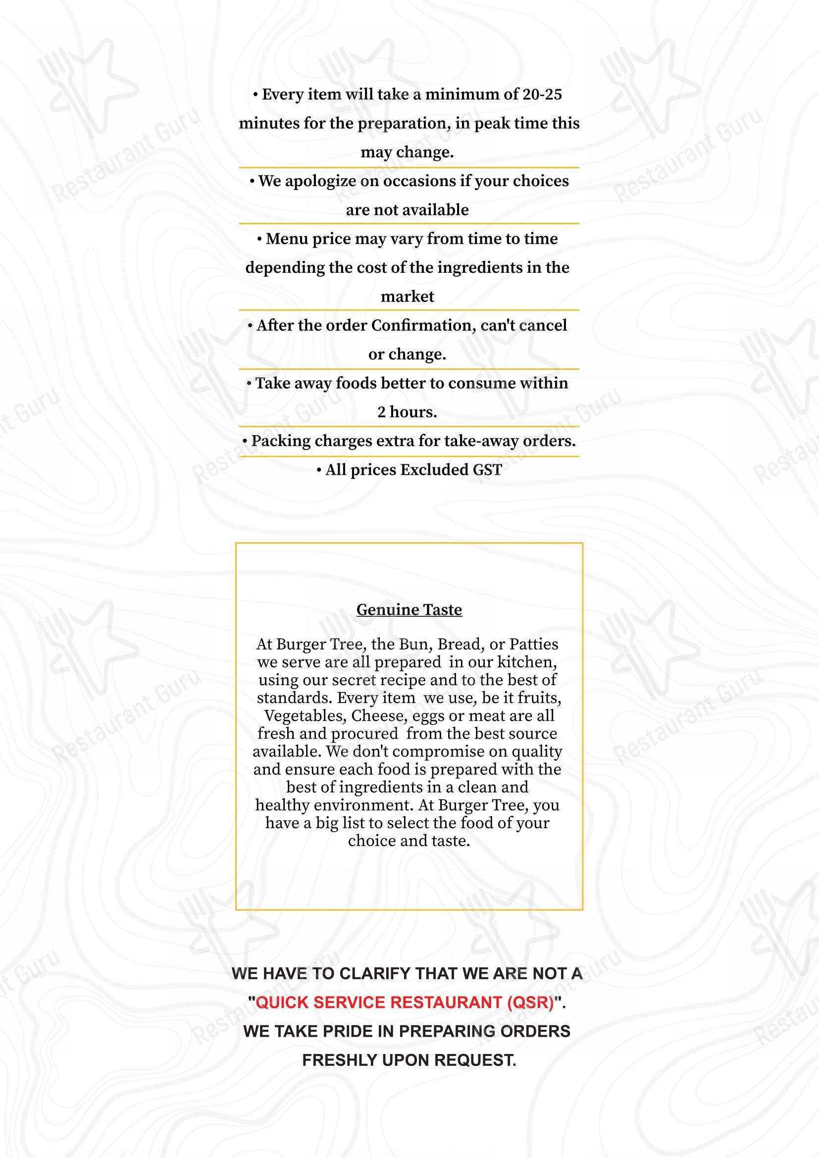 Burger Tree menu - 菜单