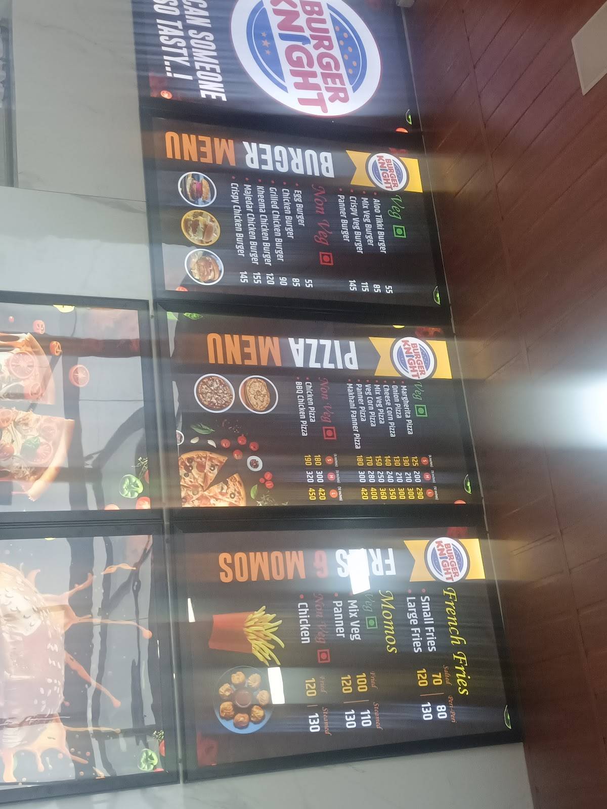 Burger knight menu