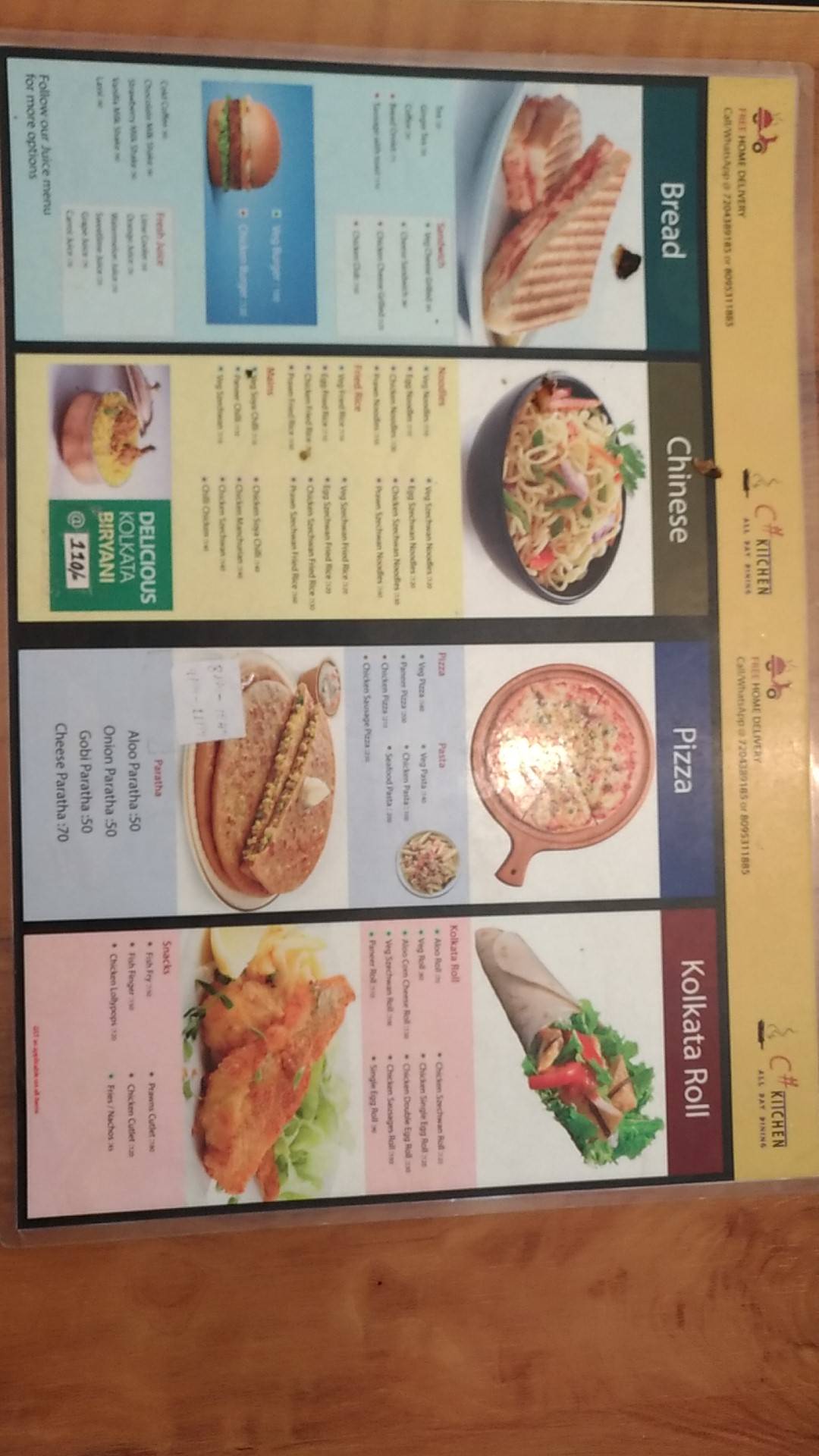 C Sharp Kitchen menu