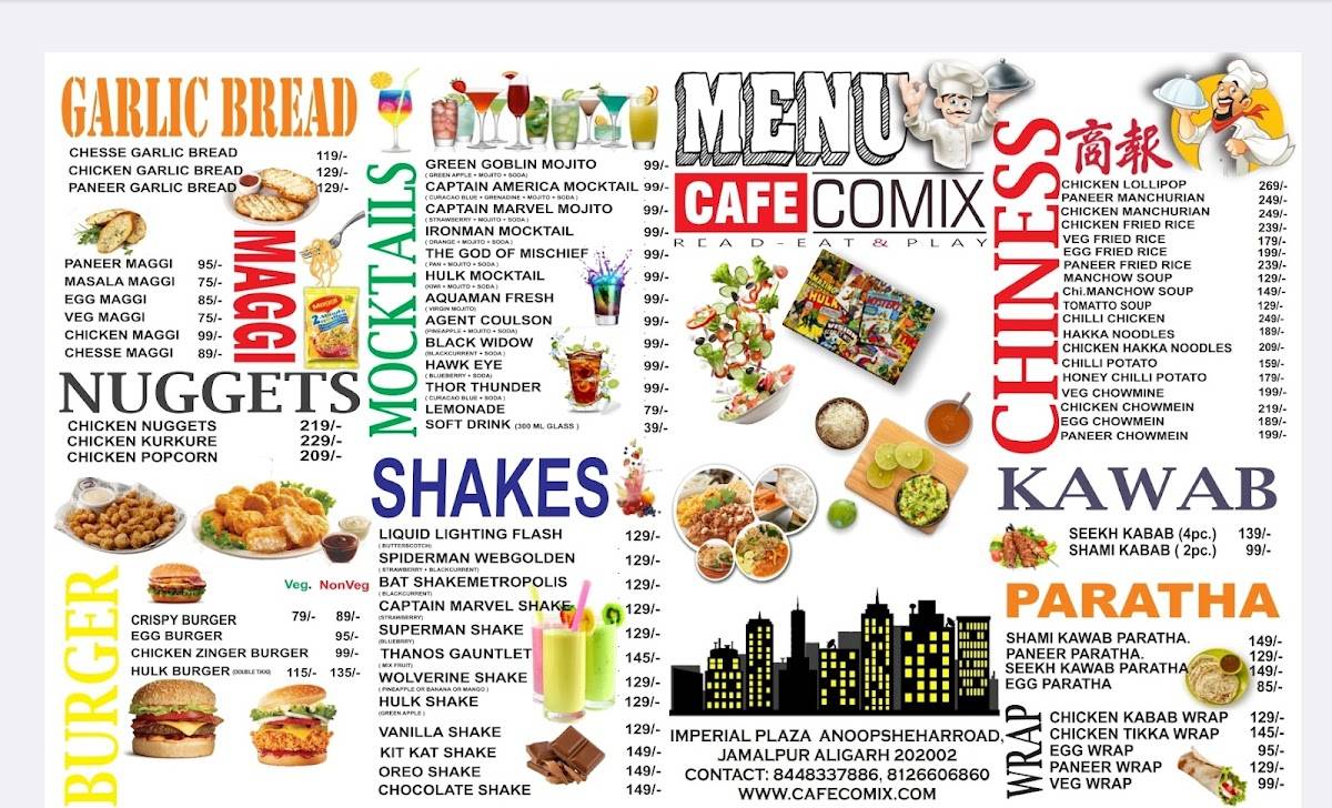 COMIX CAFE STUDIOS (ORIGINAL) menu