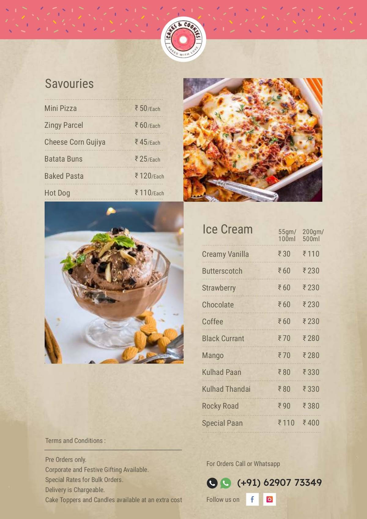 CAKES & COOKIES menu