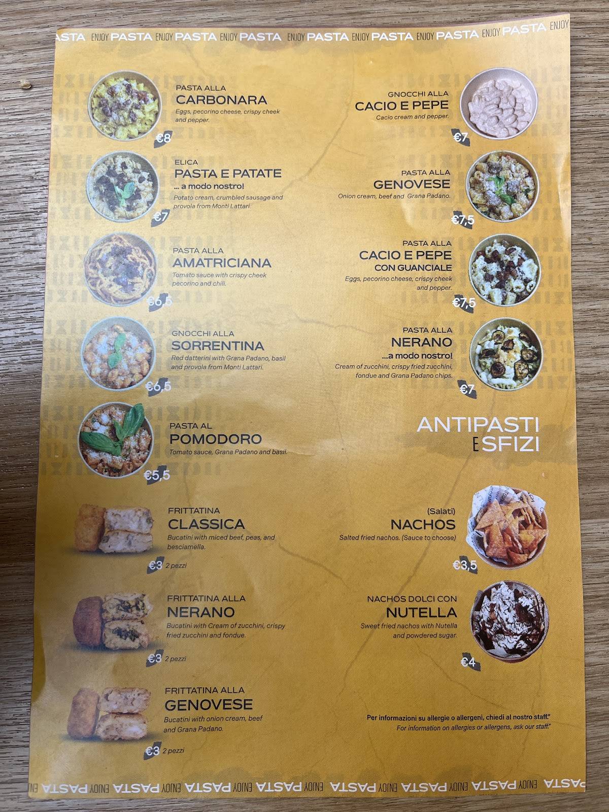 Menu di CENTOGRADI Pasta Bar Vomero 