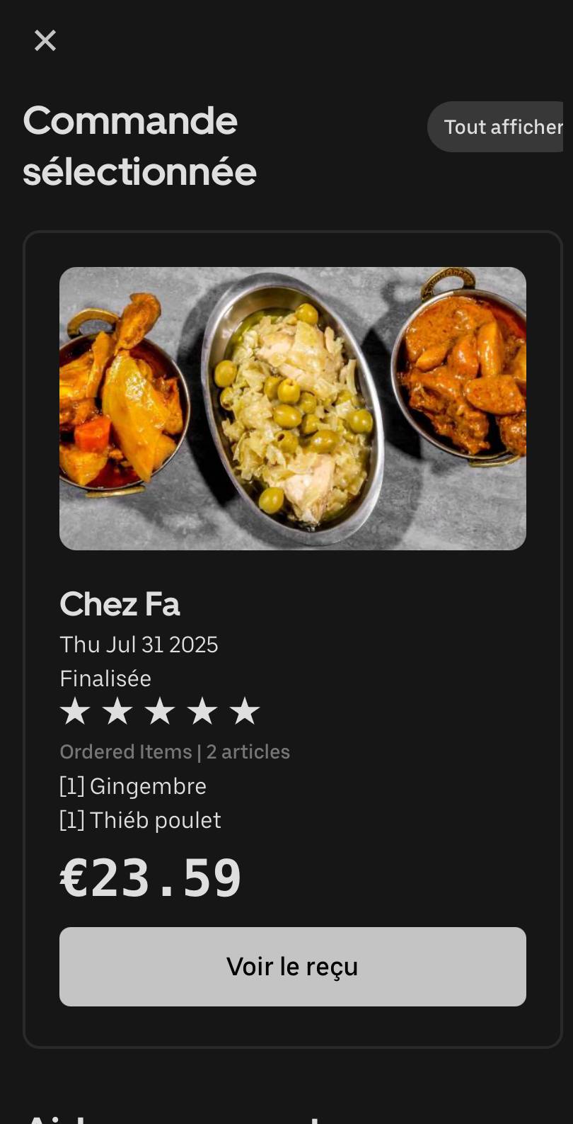 Menu de CHEZ FA