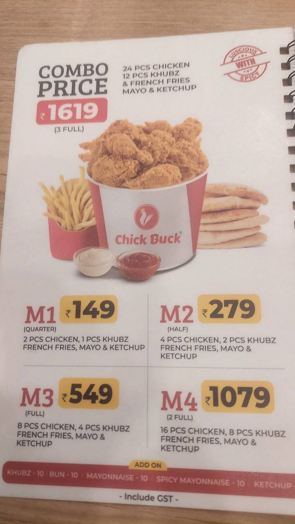 CHICK BUCK MALAPPURAM VALIYANGADI menu